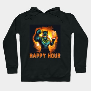 Tiki Happy Hour Design, with Orange Lettering Hoodie